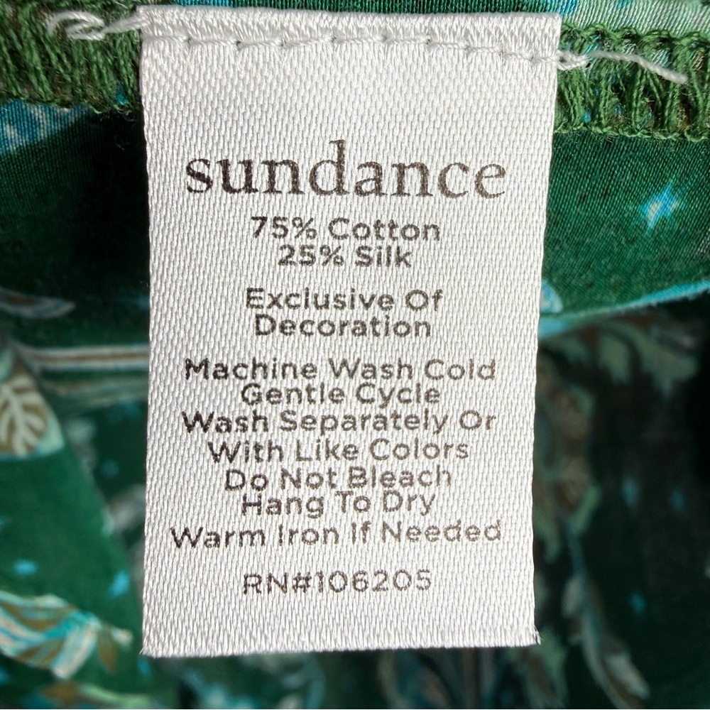Sundance Arvilla Cotton/Silk Top Jade Floral Bohemian Blouse NWOT Size Small - Picture 5 of 9